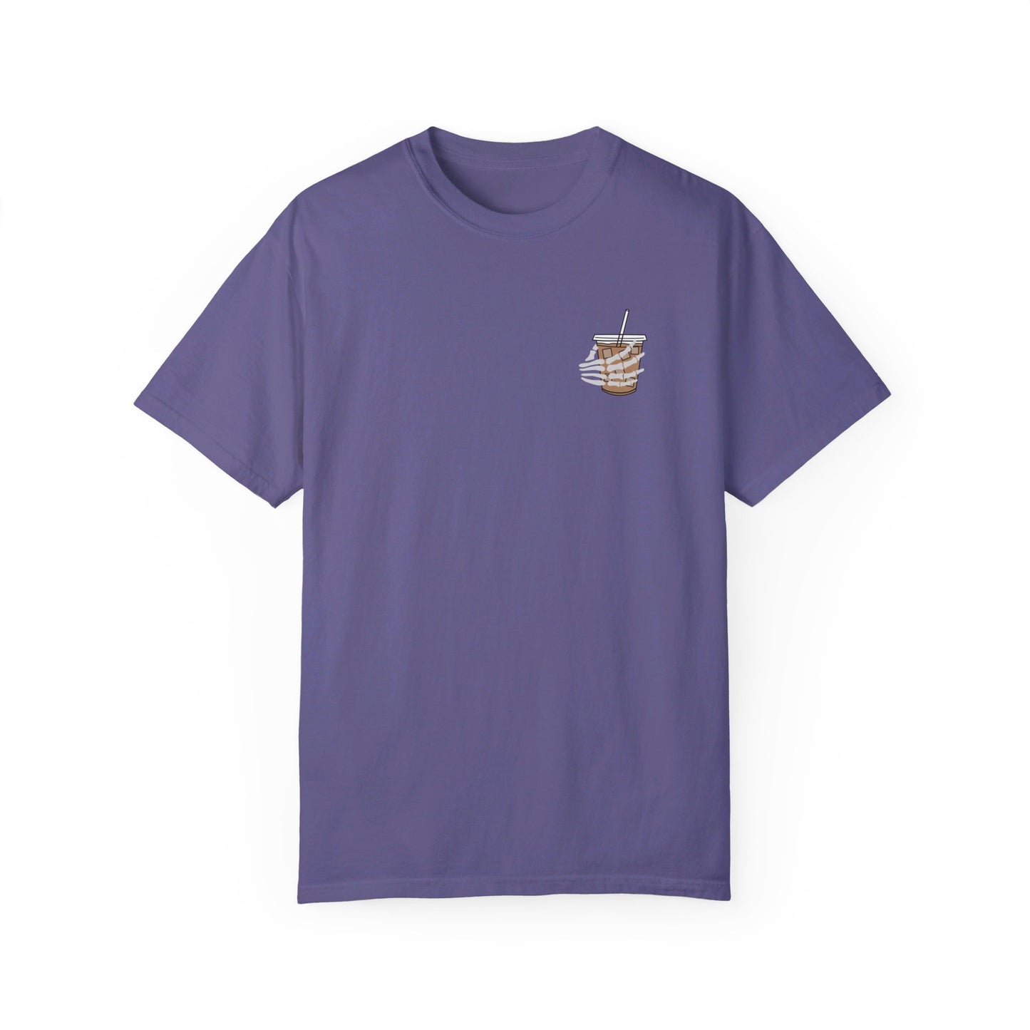 Coffee and Chaos - Unisex Garment-Dyed Faux Pocket T-Shirt