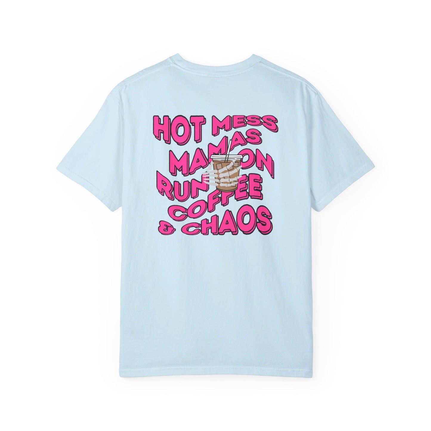 Coffee and Chaos - Unisex Garment-Dyed Faux Pocket T-Shirt