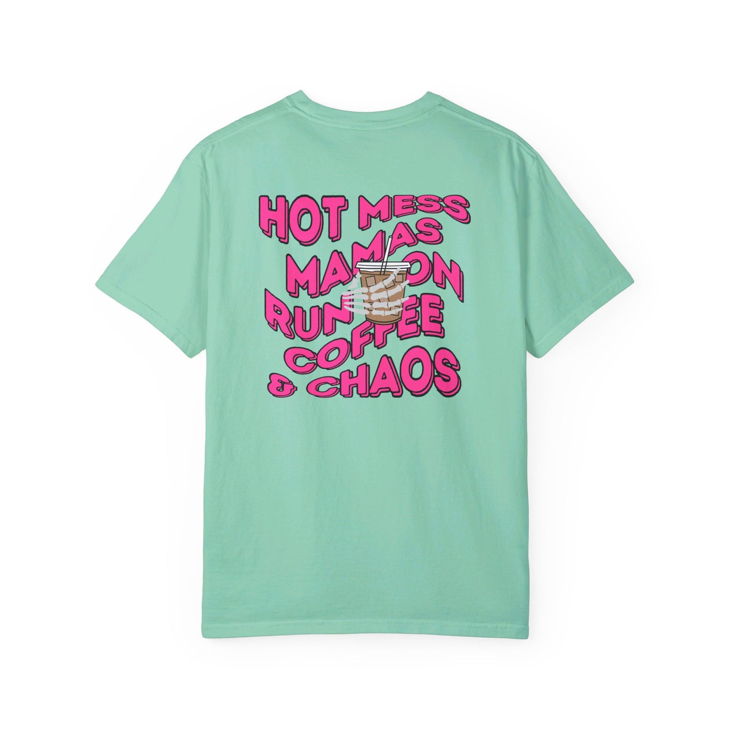 Coffee and Chaos - Unisex Garment-Dyed Faux Pocket T-Shirt