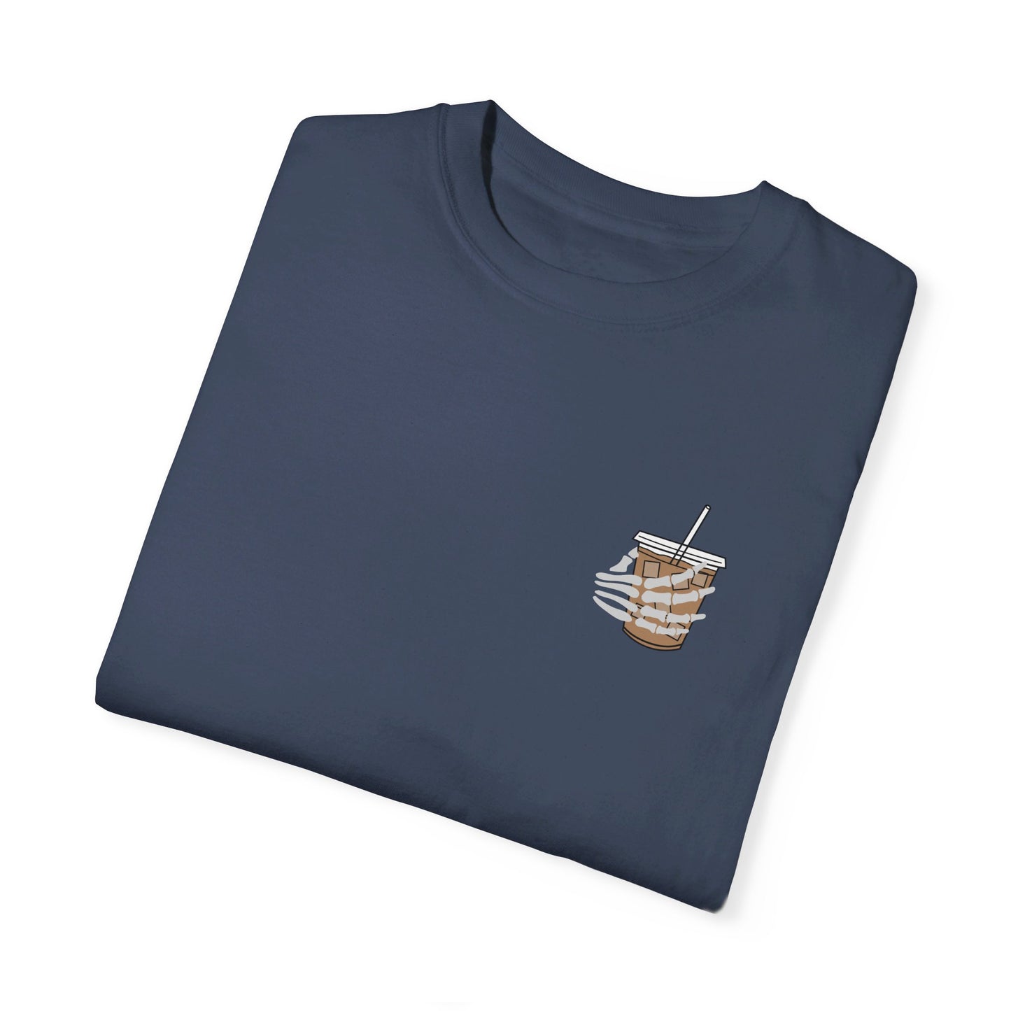 Coffee and Chaos - Unisex Garment-Dyed Faux Pocket T-Shirt
