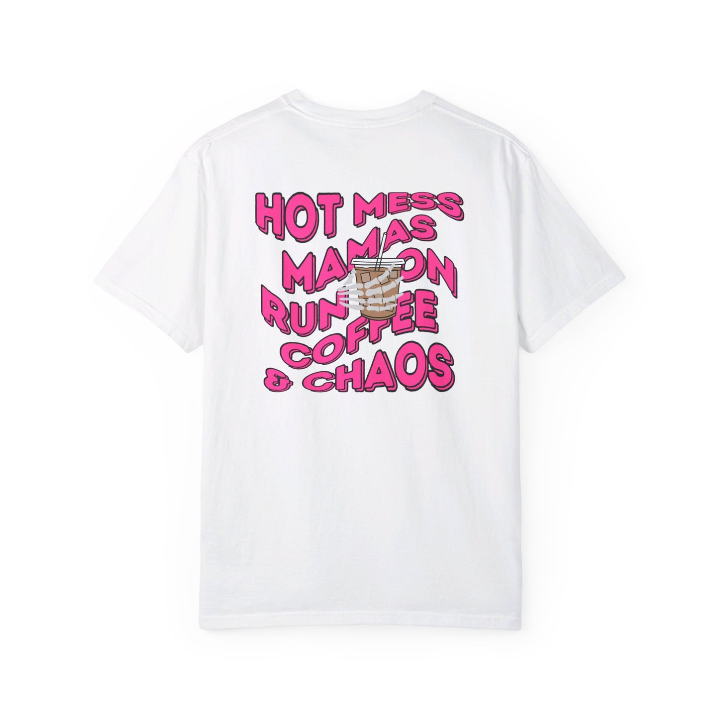 Coffee and Chaos - Unisex Garment-Dyed Faux Pocket T-Shirt