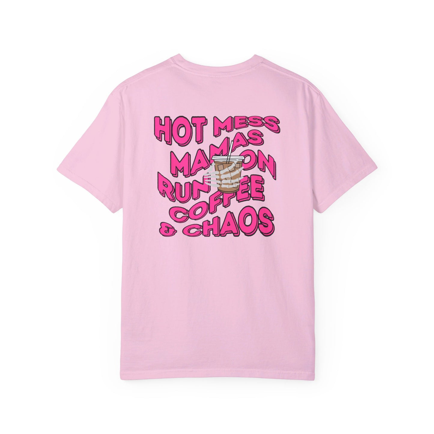 Coffee and Chaos - Unisex Garment-Dyed Faux Pocket T-Shirt