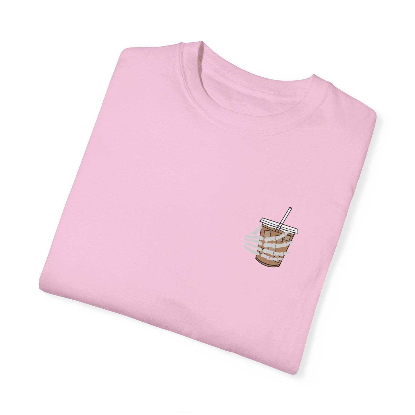 Coffee and Chaos - Unisex Garment-Dyed Faux Pocket T-Shirt