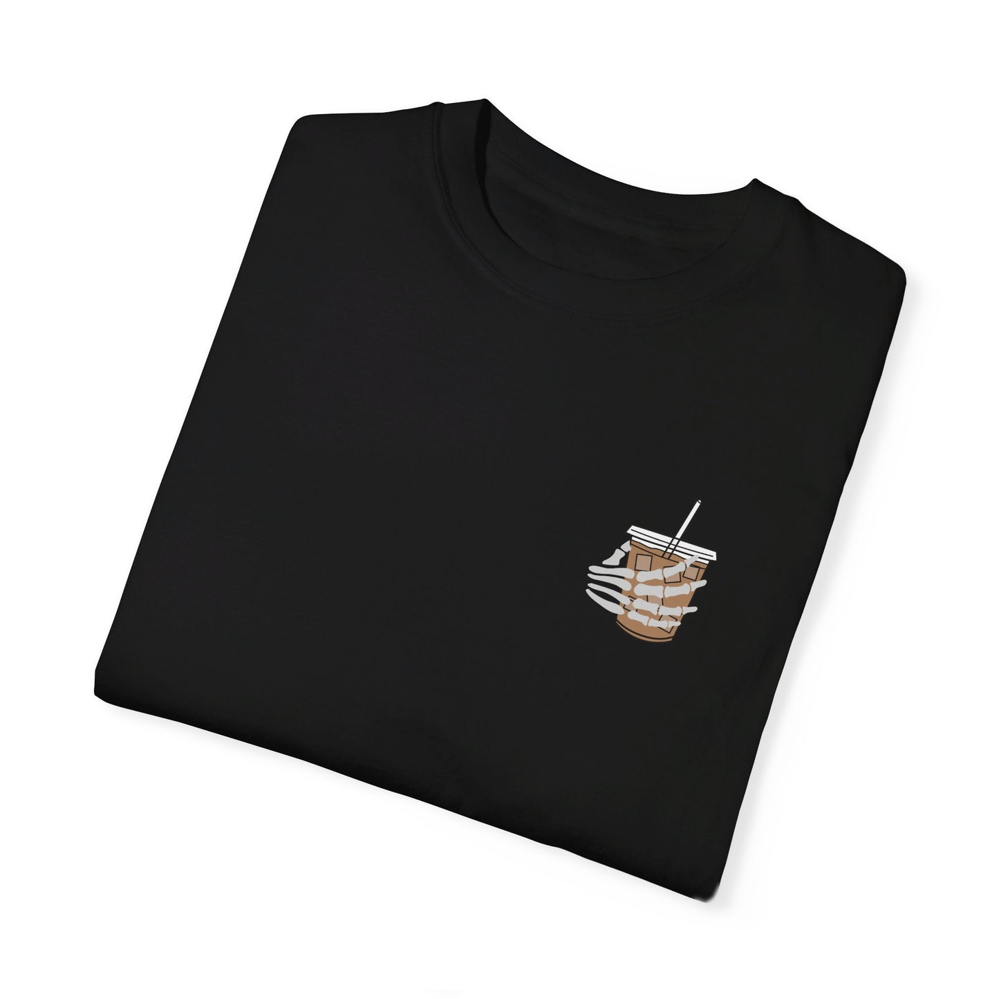 Coffee and Chaos - Unisex Garment-Dyed Faux Pocket T-Shirt