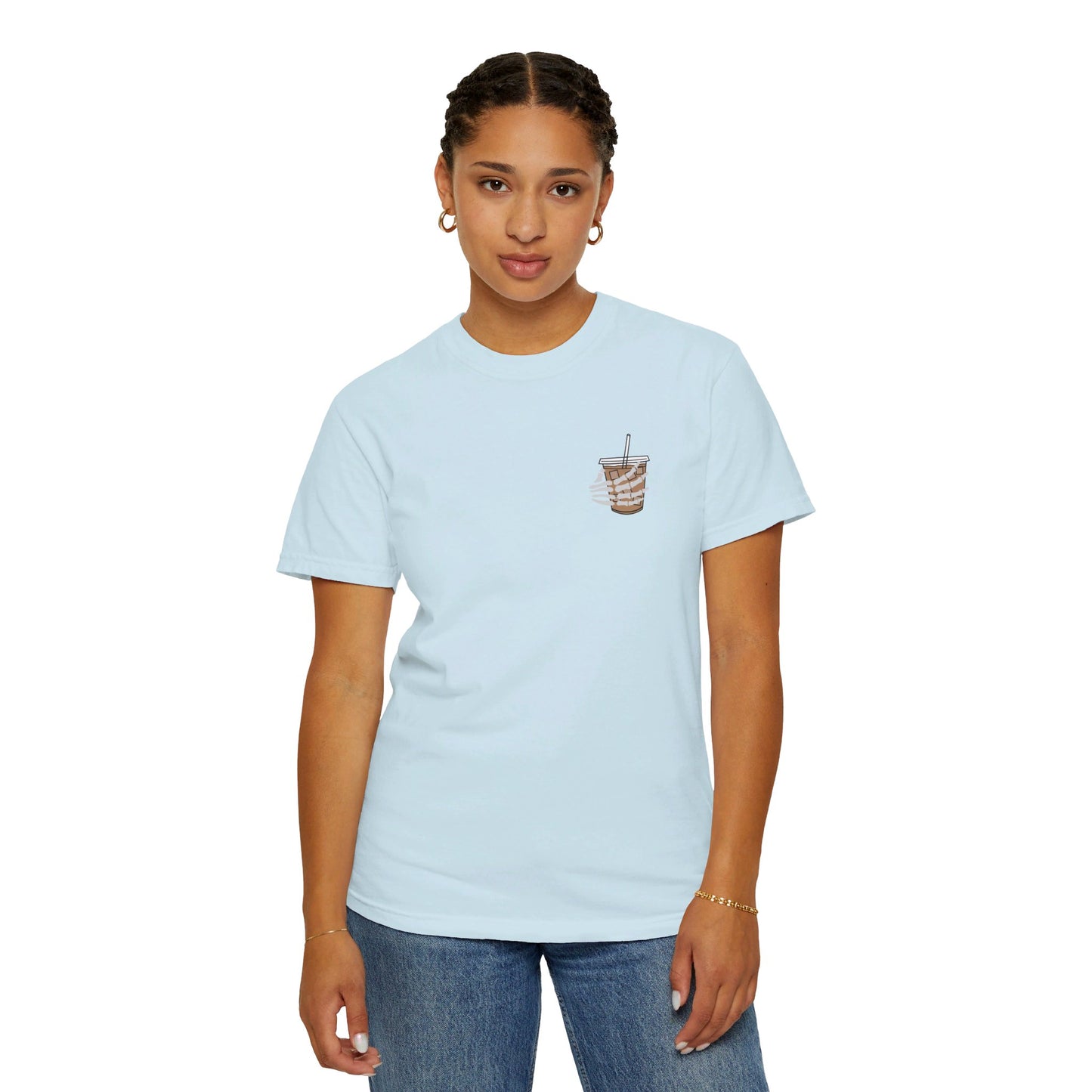 Coffee and Chaos - Unisex Garment-Dyed Faux Pocket T-Shirt