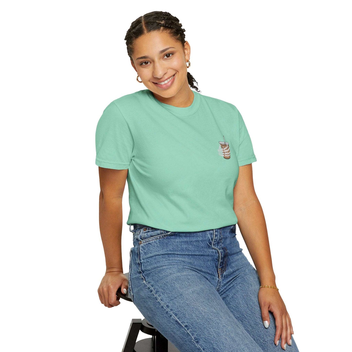 Coffee and Chaos - Unisex Garment-Dyed Faux Pocket T-Shirt