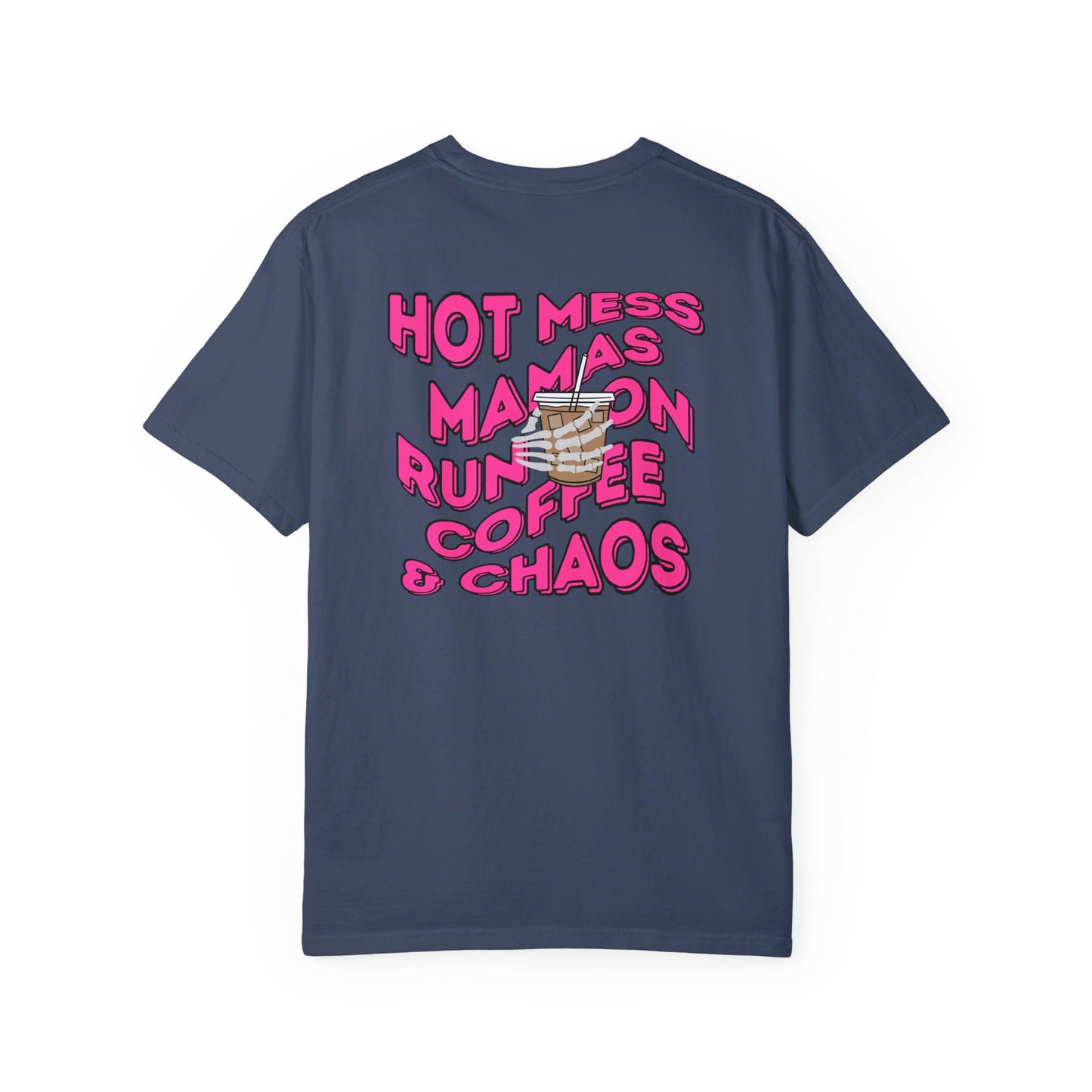 Coffee and Chaos - Unisex Garment-Dyed Faux Pocket T-Shirt