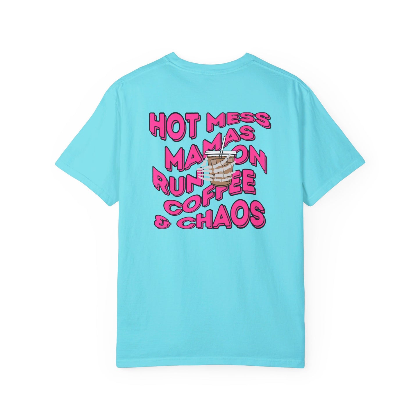 Coffee and Chaos - Unisex Garment-Dyed Faux Pocket T-Shirt