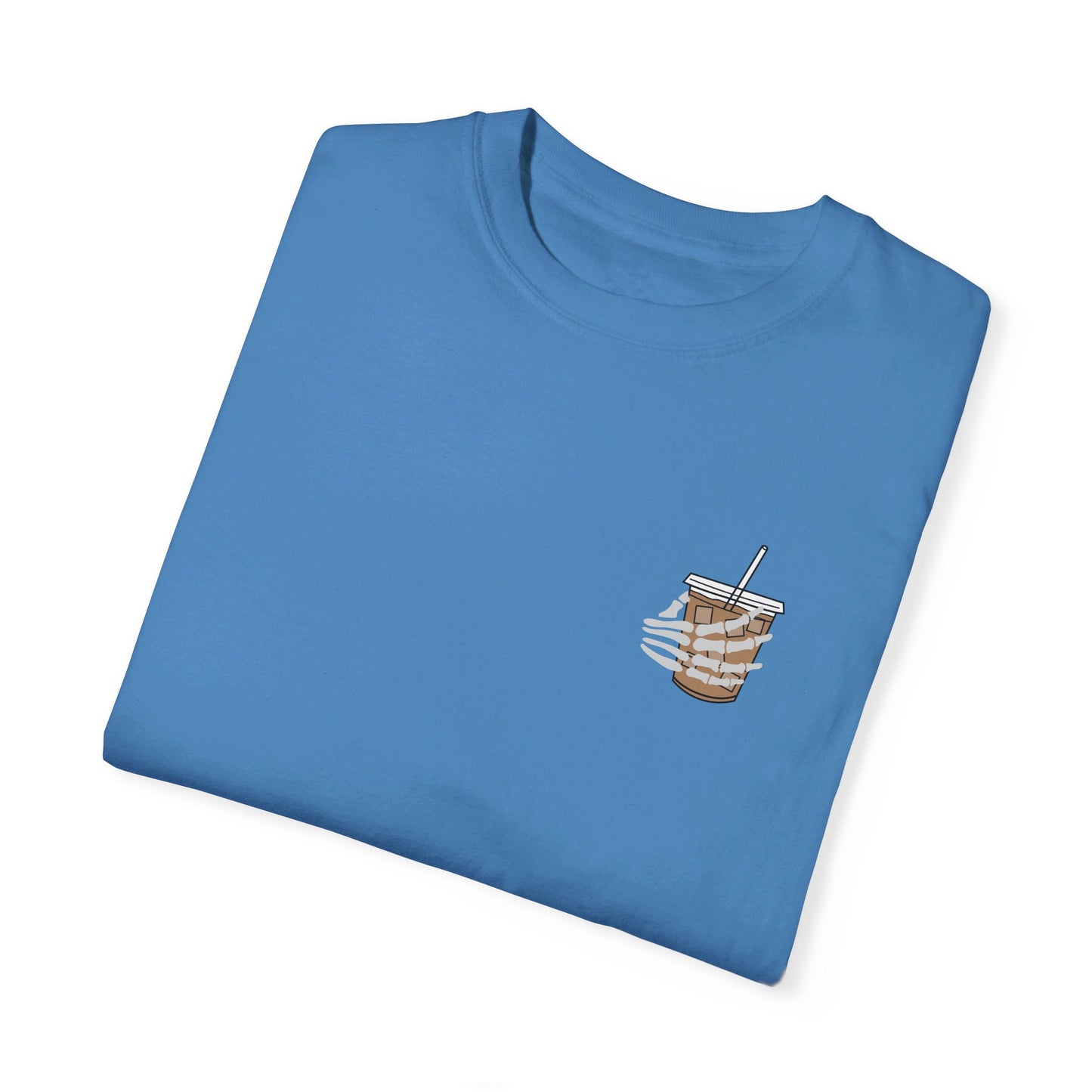 Coffee and Chaos - Unisex Garment-Dyed Faux Pocket T-Shirt
