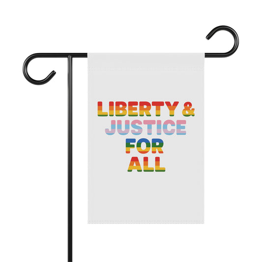 Garden Flag, Rainbow Liberty & Justice For All Pride Banner - LGBTQ+ Outdoor Yard Decor, Equality Farmhouse Home Decoration, Colorful