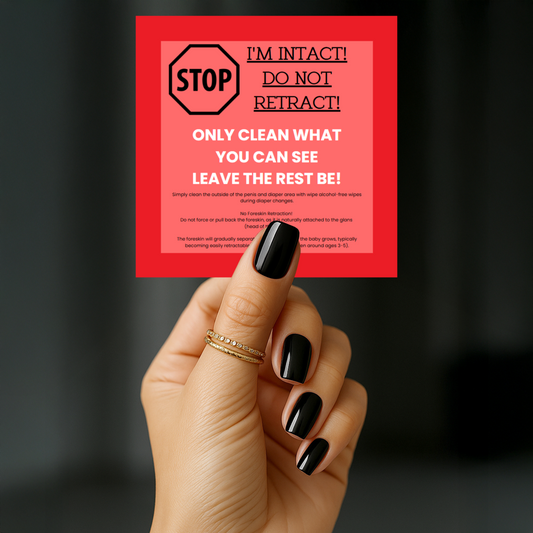 STOP – I'm Intact! Do Not Retract! - Square Sticker Label Rolls