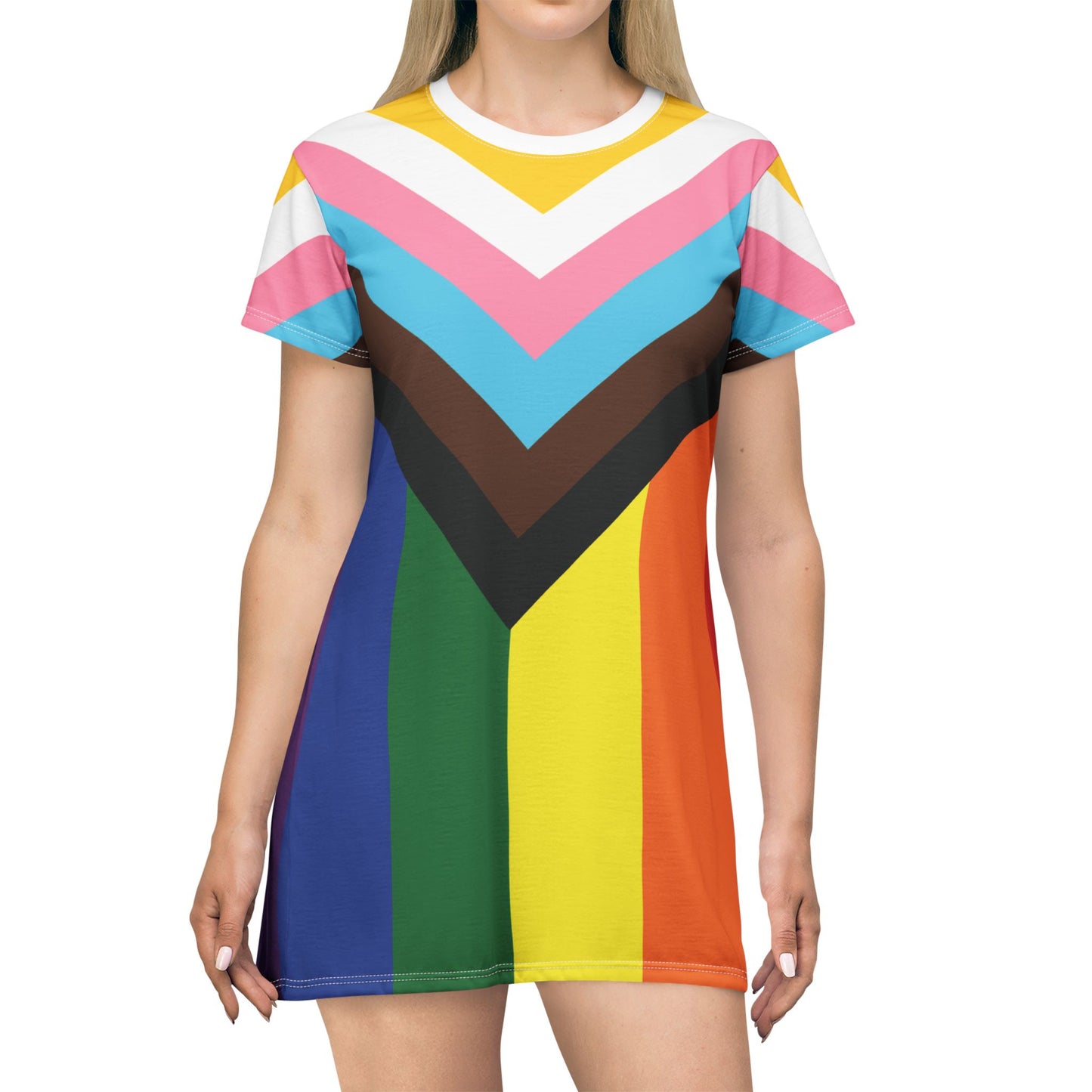 Vibrant Pride T-Shirt Dress | Colorful Summer Dress | LGBTQ+ Fashion | Casual Rainbow Dress | Pride Month Outfit, Everyday Wear