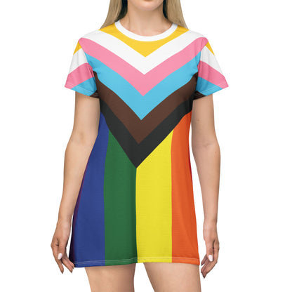 Vibrant Pride T-Shirt Dress | Colorful Summer Dress | LGBTQ+ Fashion | Casual Rainbow Dress | Pride Month Outfit, Everyday Wear