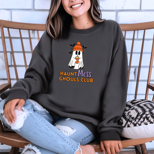 Haunt Mess - Bat Ghoul - Unisex Sweatshirt, Lightweight Crewneck, Soft Cotton, Comfort Colors, Halloween Gift, Ghostly Apparel