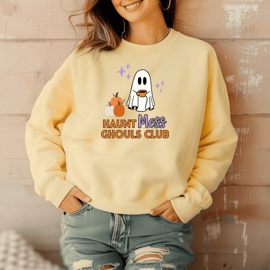 Haunt Mess Pumpkin Patch Sweatshirt, Unisex Crewneck Pullover, Halloween Fall Sweater, Comfort Colors, Sustainable Cotton, Halloween Apparel